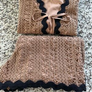 shein crochet lace two piece top tie front and shorts set